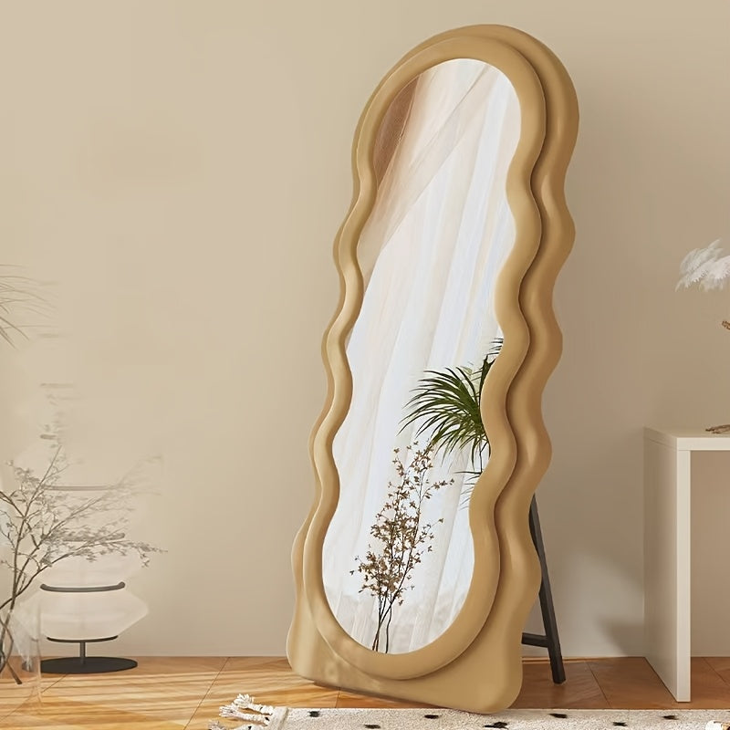 Full-length Mirror with Stand | Soft-covered, Full-body, Floor-standing, Wall-mounted, Hanging Mirror for Dressing, Dormitory, Bedroom, Hotel, Bathroom, Living Room, Cloakroom, Contemporary Style, 67*23.6in