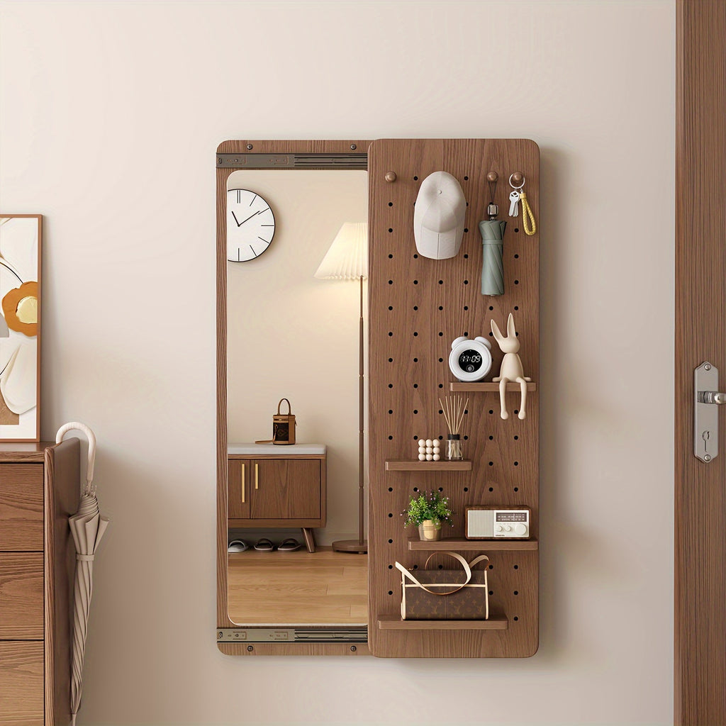 Muwuele Bathroom Furniture - Solid Wood Pegboard Full-Length Mirror, Wall-Mounted Dressing Mirror For Home, Bedroom, And Try-On Use, Can Cover The Mirror, Christmas Gifts, Black Fridays Items, Free Shipping