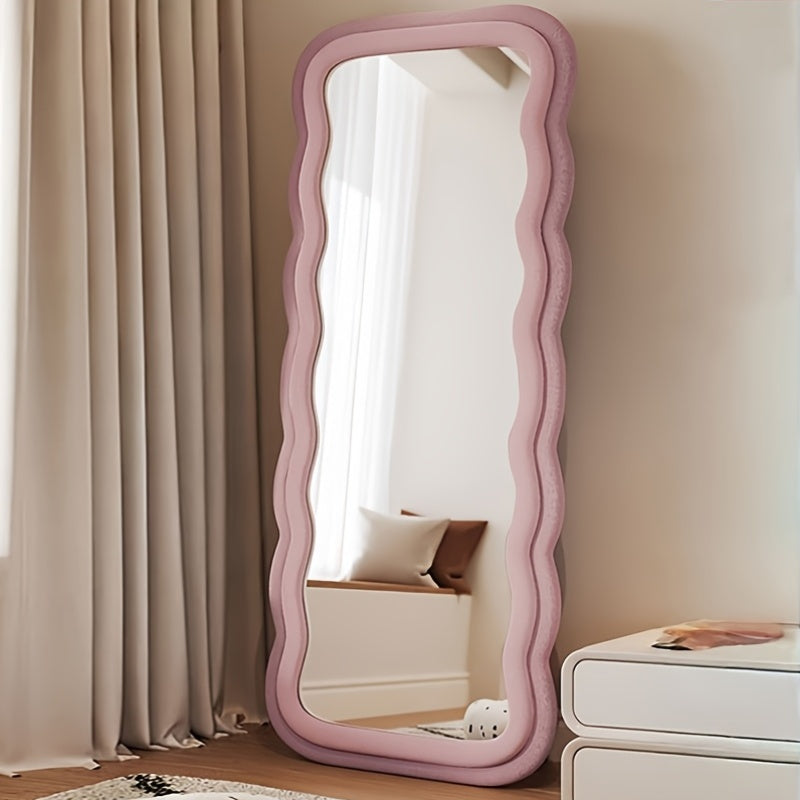Full-length Mirror With Stand | Soft-covered, Full-body, Floor-standing Mirror for Dressing, Household Wall-mounted, Easy, Dormitory, Bedroom, Hotel, Bathroom, Living Room, Cloakroom, Hanging Mirror, 67*23.6in, Contemporary Style, Iron Frame