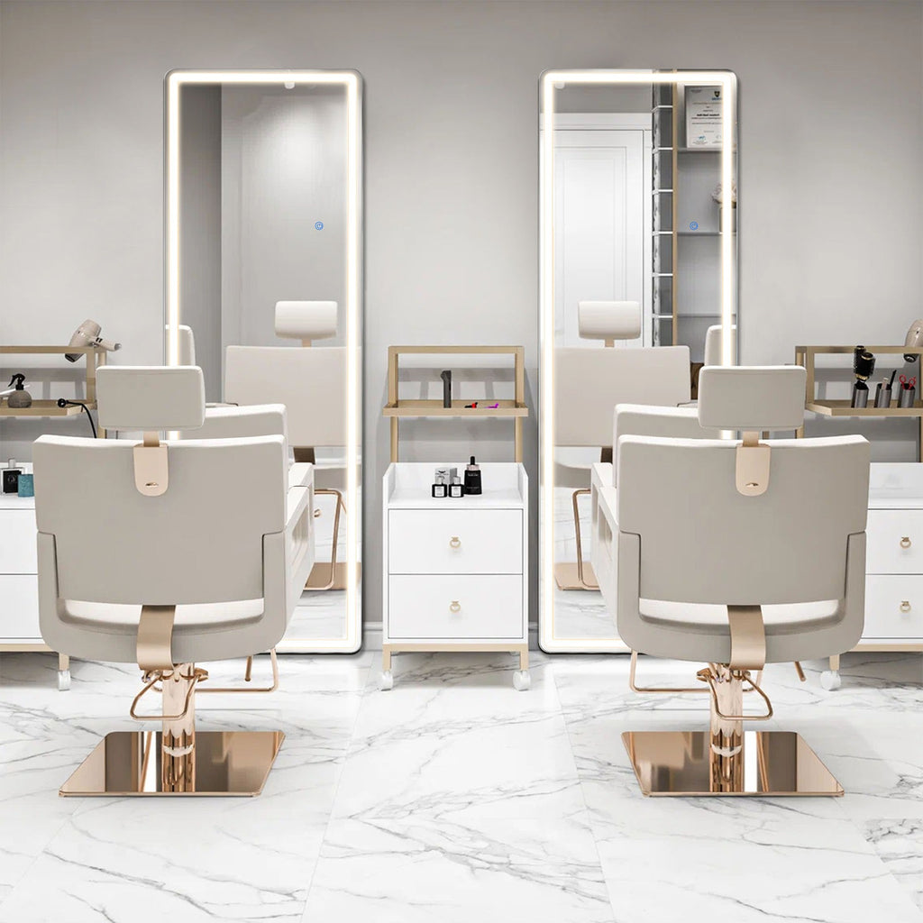 MCQ Arched\u002FRectangular LED Full Length Mirror, Full Body Floor Mirror Standing Hanging or Leaning Wall, Arch Wall Mirror with Stand Aluminum Alloy Thin Frame for Bedroom, Bathroom, Store