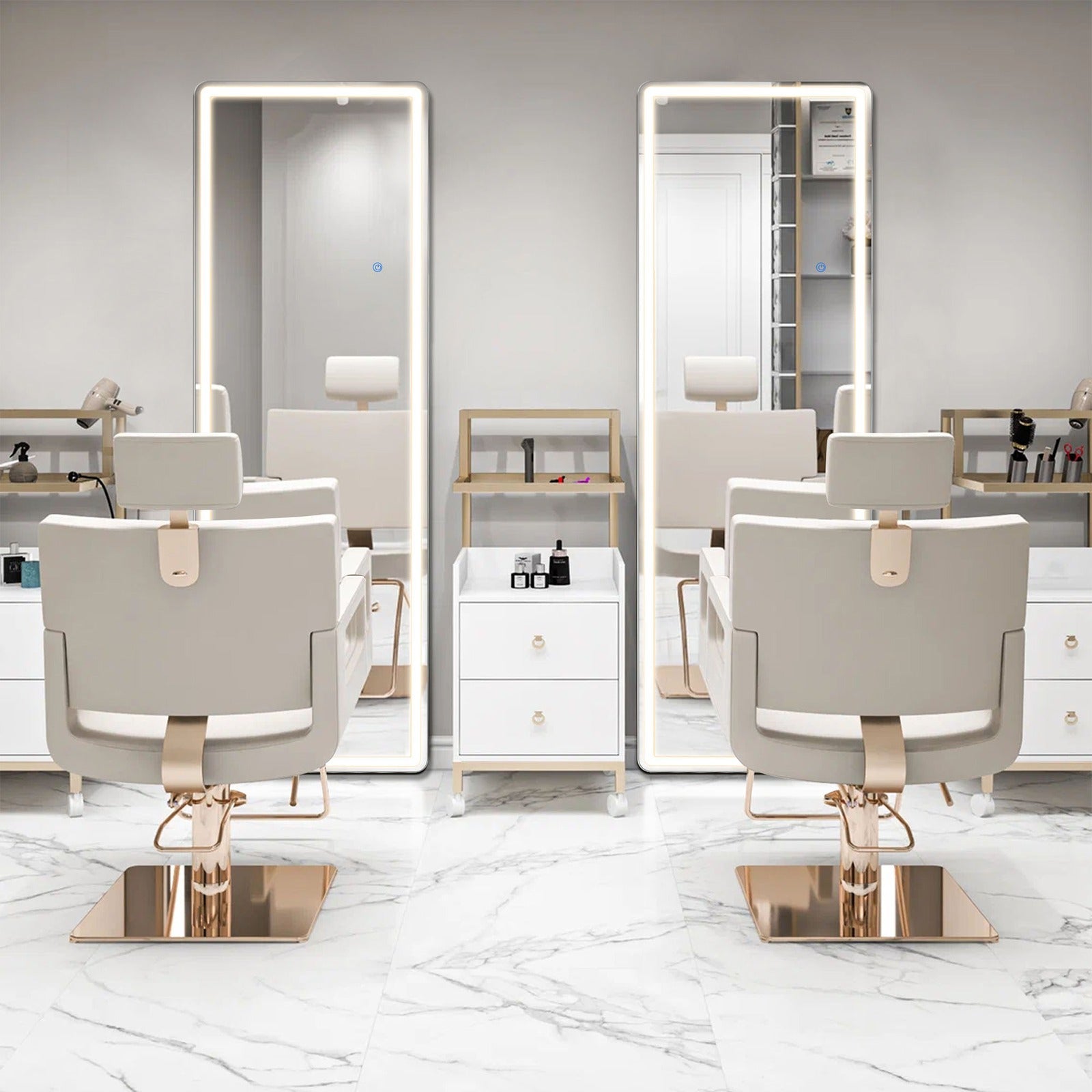 MCQ Arched\u002FRectangular LED Full Length Mirror, Full Body Floor Mirror Standing Hanging or Leaning Wall, Arch Wall Mirror with Stand Aluminum Alloy Thin Frame for Bedroom, Bathroom, Store