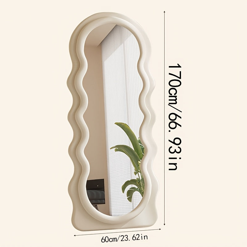 Full-length Mirror with Stand | Soft-covered, Full-body, Floor-standing, Wall-mounted, Hanging Mirror for Dressing, Dormitory, Bedroom, Hotel, Bathroom, Living Room, Cloakroom, Contemporary Style, 67*23.6in