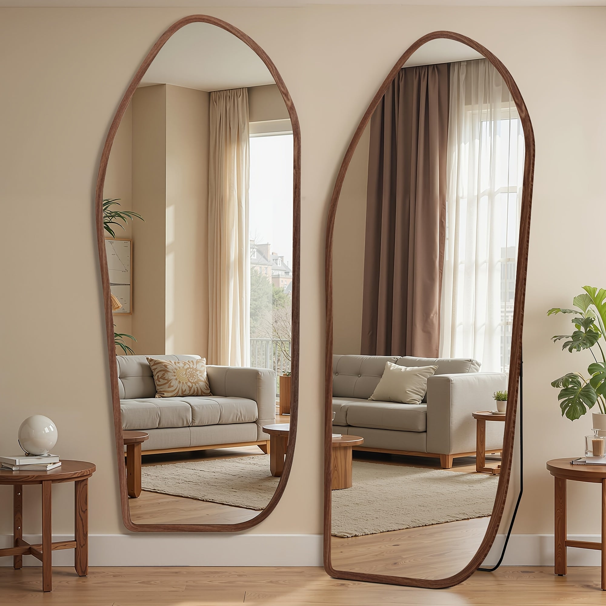 Large Oversized Full-Length Floor Mirror with Solid Wood Frame & Bohemian Suitable for Bedroom, Living Room - Moisture-Resistant Standing Mirror, Panel Vertical Floor Mirror for Dressing Room, Modern Decor, Painted