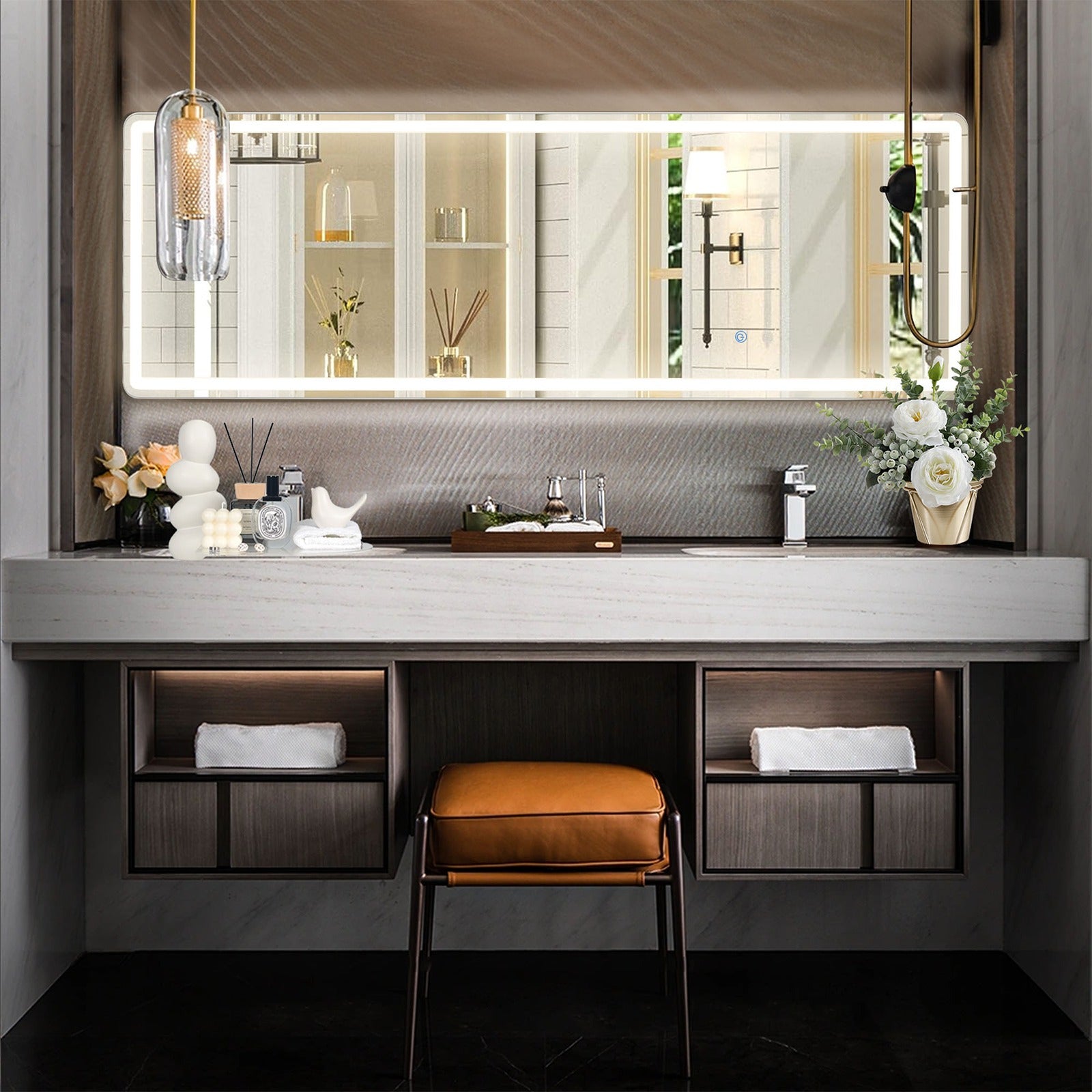 MCQ Arched\u002FRectangular LED Full Length Mirror, Full Body Floor Mirror Standing Hanging or Leaning Wall, Arch Wall Mirror with Stand Aluminum Alloy Thin Frame for Bedroom, Bathroom, Store