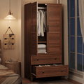 72-Inch Tall Modern Armoire Wardrobe Closet with 2 Drawers, Hanging Rod & 18 Adjustable Shelves - Walnut Brown Storage Cabinet Suitable for Clothes, Bedroom, Living Room, Entryway Furniture, Ideal Housewarming Gift for Women & Men
