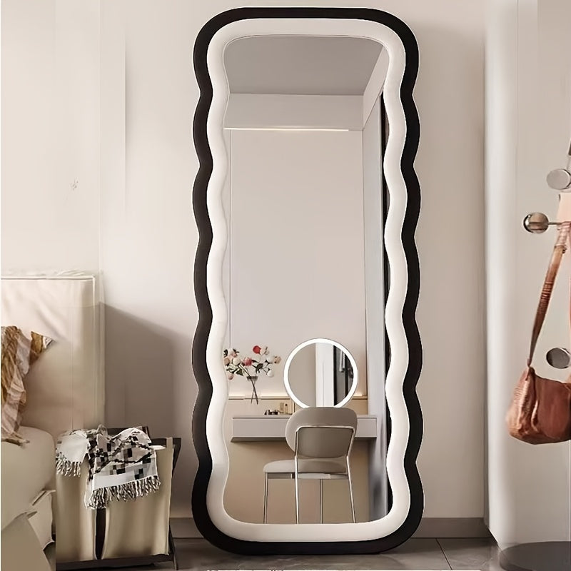 Full-length Mirror With Stand | Soft-covered, Full-body, Floor-standing Mirror for Dressing, Household Wall-mounted, Easy, Dormitory, Bedroom, Hotel, Bathroom, Living Room, Cloakroom, Hanging Mirror, 67*23.6in, Contemporary Style, Iron Frame