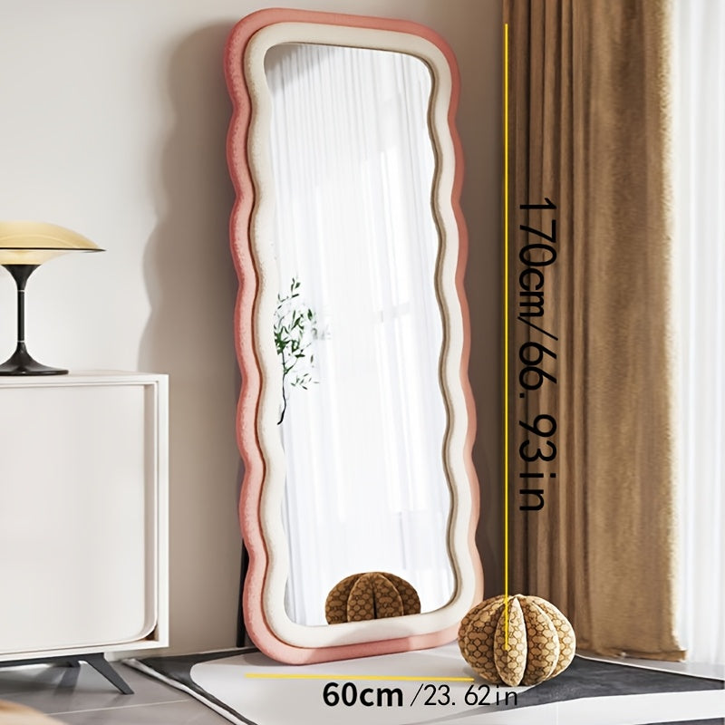 Full-length Mirror With Stand | Soft-covered, Full-body, Floor-standing Mirror for Dressing, Household Wall-mounted, Easy, Dormitory, Bedroom, Hotel, Bathroom, Living Room, Cloakroom, Hanging Mirror, 67*23.6in, Contemporary Style, Iron Frame