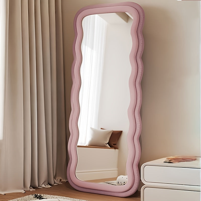 Full-length Mirror With Stand | Soft-covered, Full-body, Floor-standing Mirror for Dressing, Household Wall-mounted, Easy, Dormitory, Bedroom, Hotel, Bathroom, Living Room, Cloakroom, Hanging Mirror, 67*23.6in, Contemporary Style, Iron Frame