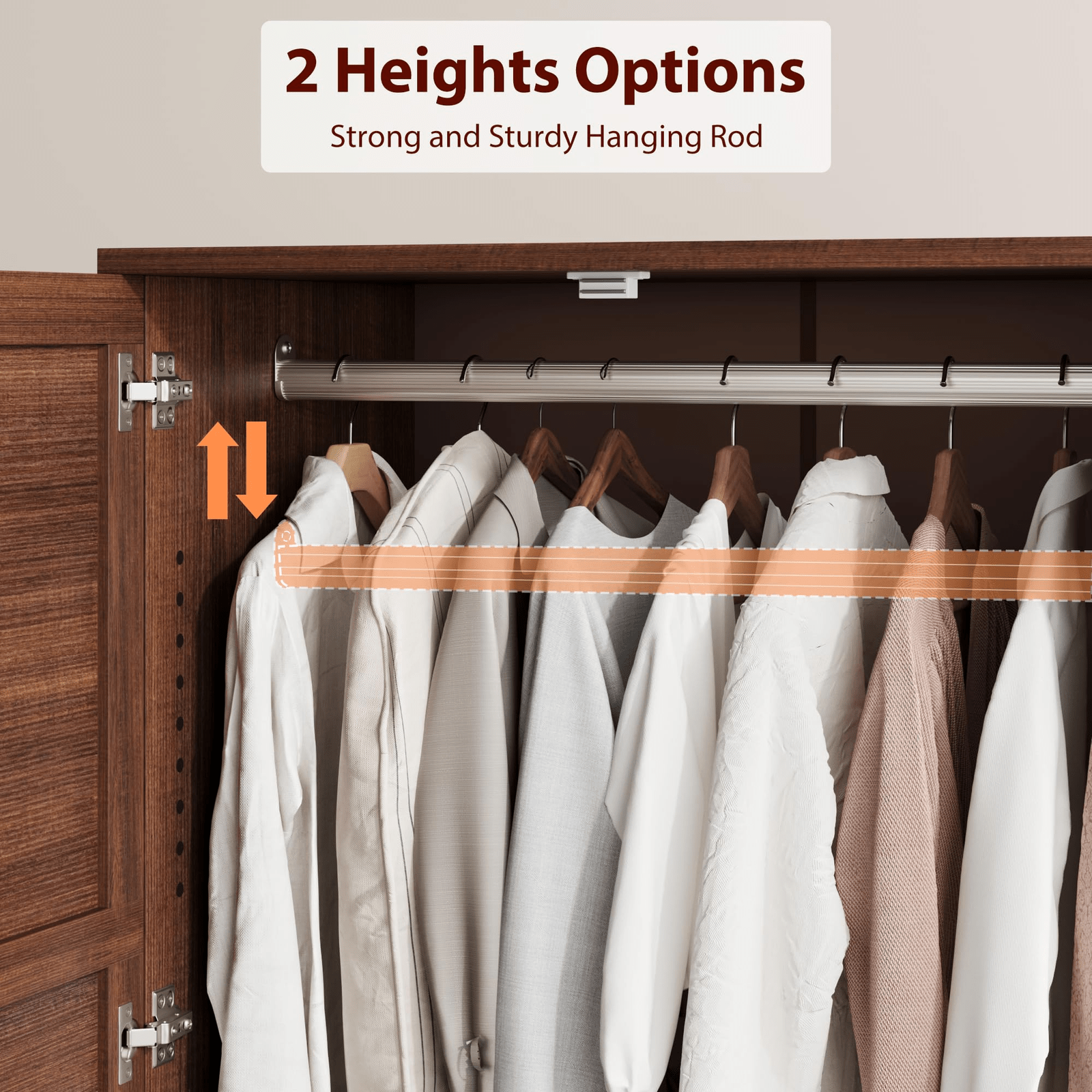 72-Inch Tall Modern Armoire Wardrobe Closet with 2 Drawers, Hanging Rod & 18 Adjustable Shelves - Walnut Brown Storage Cabinet Suitable for Clothes, Bedroom, Living Room, Entryway Furniture, Ideal Housewarming Gift for Women & Men